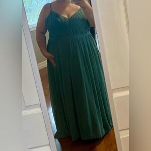 Azazie Zuma Dress Eucalyptus flowy Sweetheart neckline chiffon